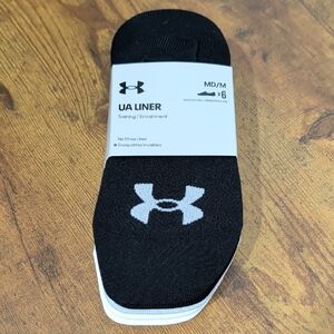 Women's UA Essential Ultra Low No Show Liner 6 Pair Black Gray White Size M